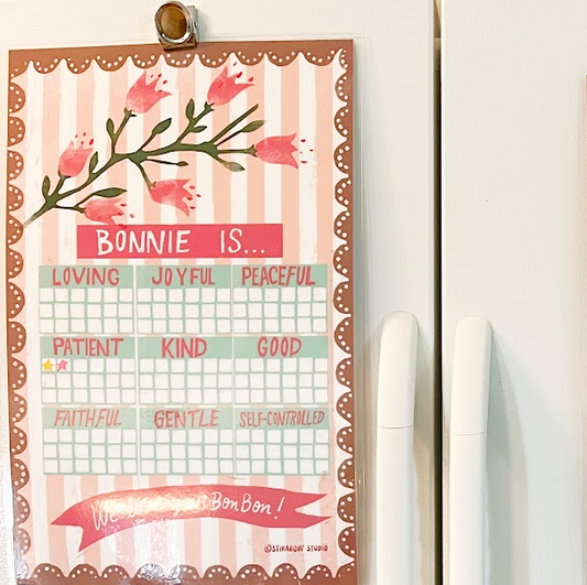 Personalized Positive Behavior Chart - Pink Flowers