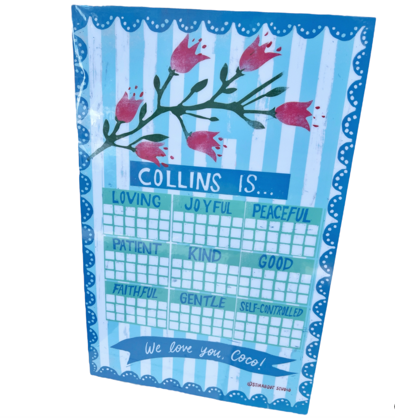 Personalized Positive Behavior Chart -  Blue Flowers